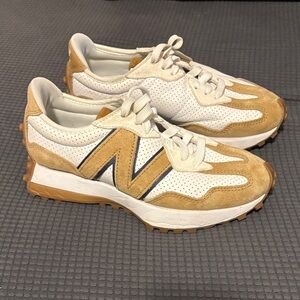 New Balance Tan and White Athletic Shoes